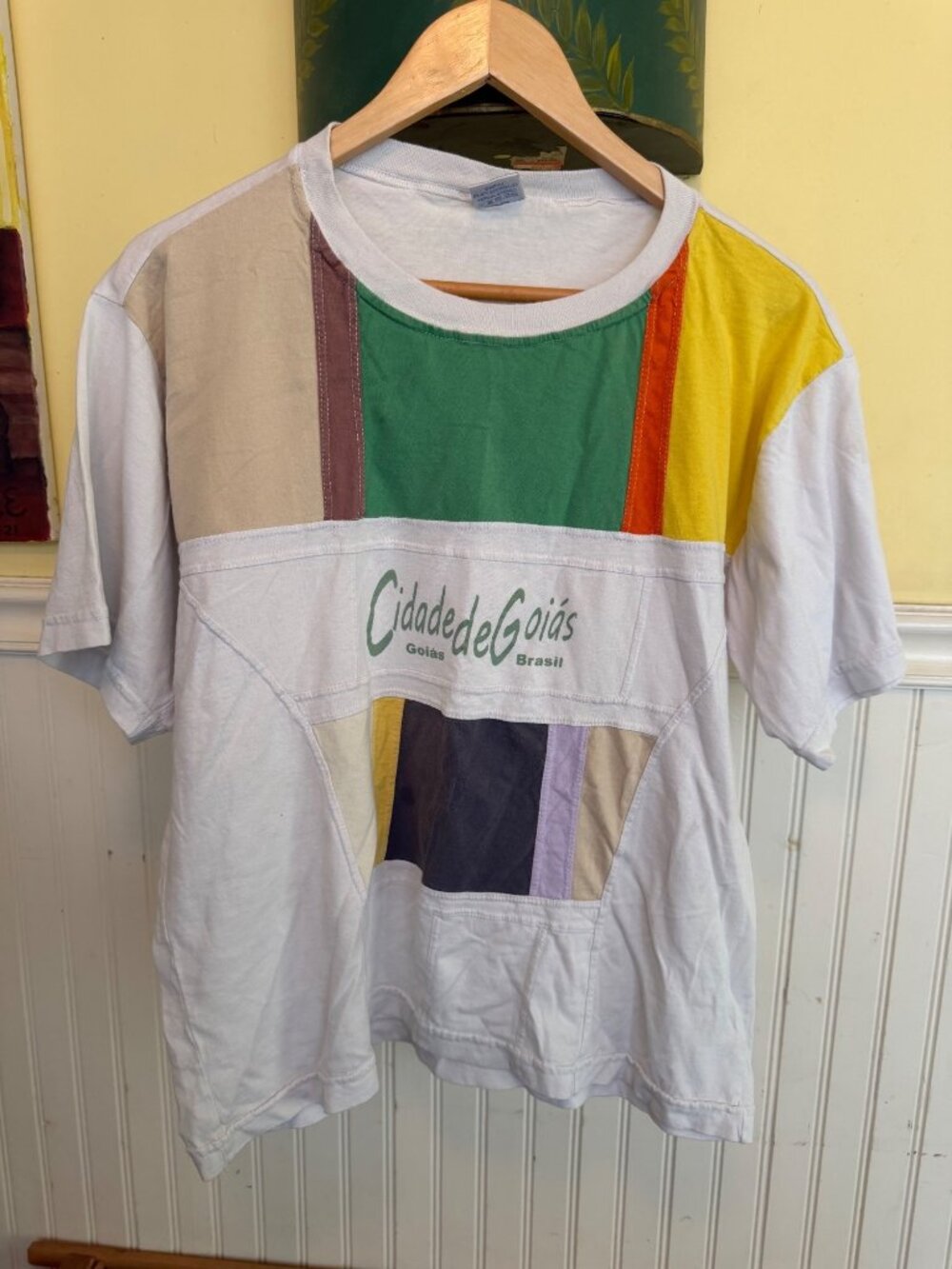 Cidade De Goiás Brazil Patchwork Graphic T Shirt White Multicolor